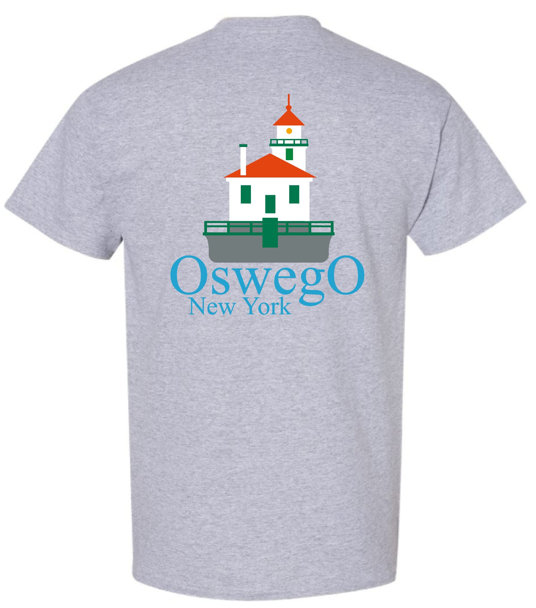 Oswego New York West Pierhead Lighthouse T Shirt - Image 2