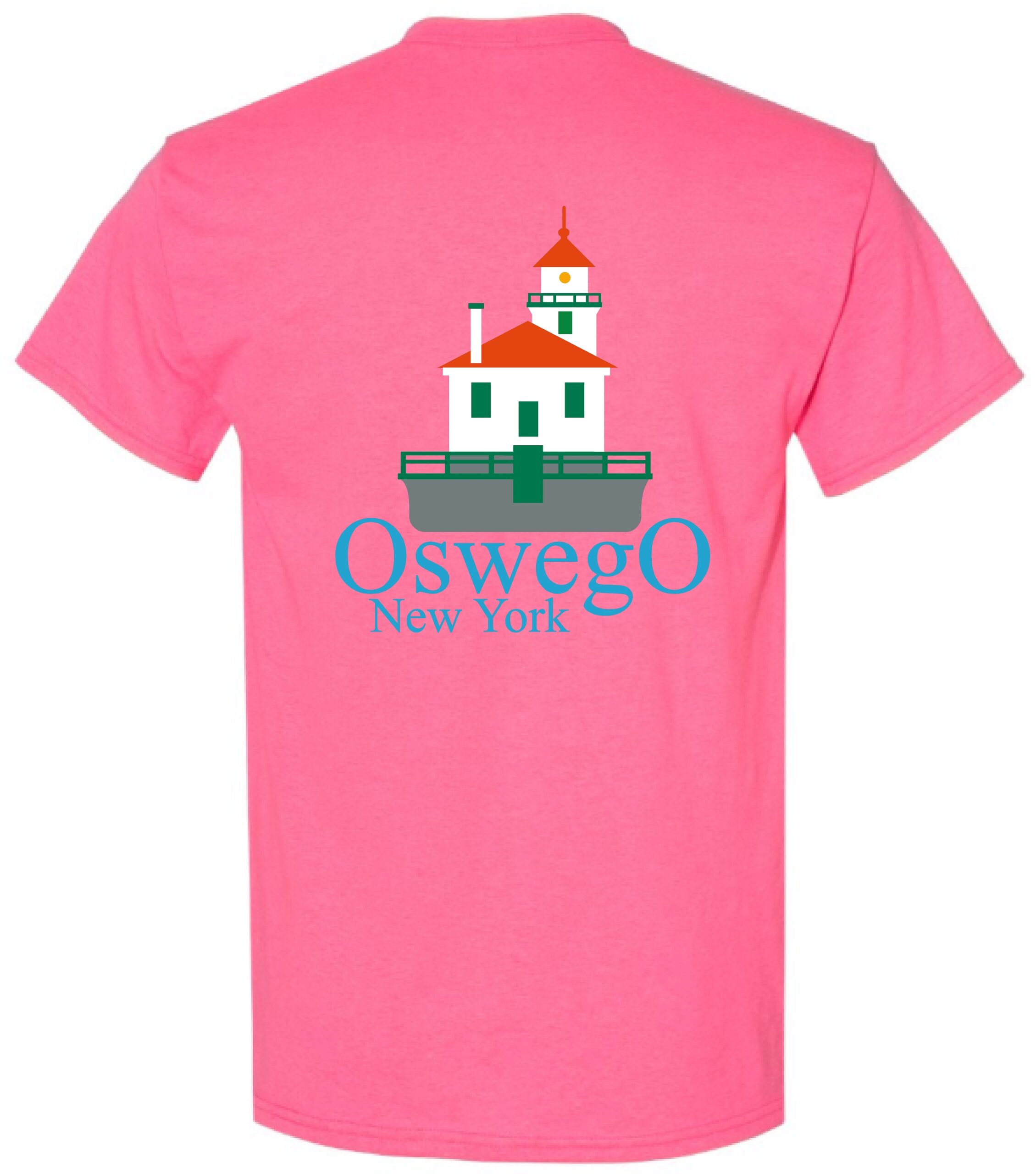 Oswego New York West Pierhead Lighthouse T Shirt - Image 3